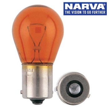 Narva 47383 - 12V 21W Amber BA15S Incandescent Globes (Box of 10)